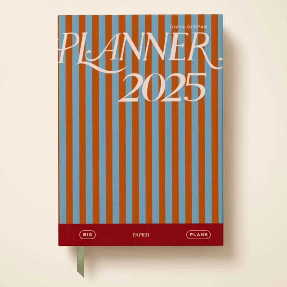Papier Cabana Striped Blue and Orange Daily Planer (undated)